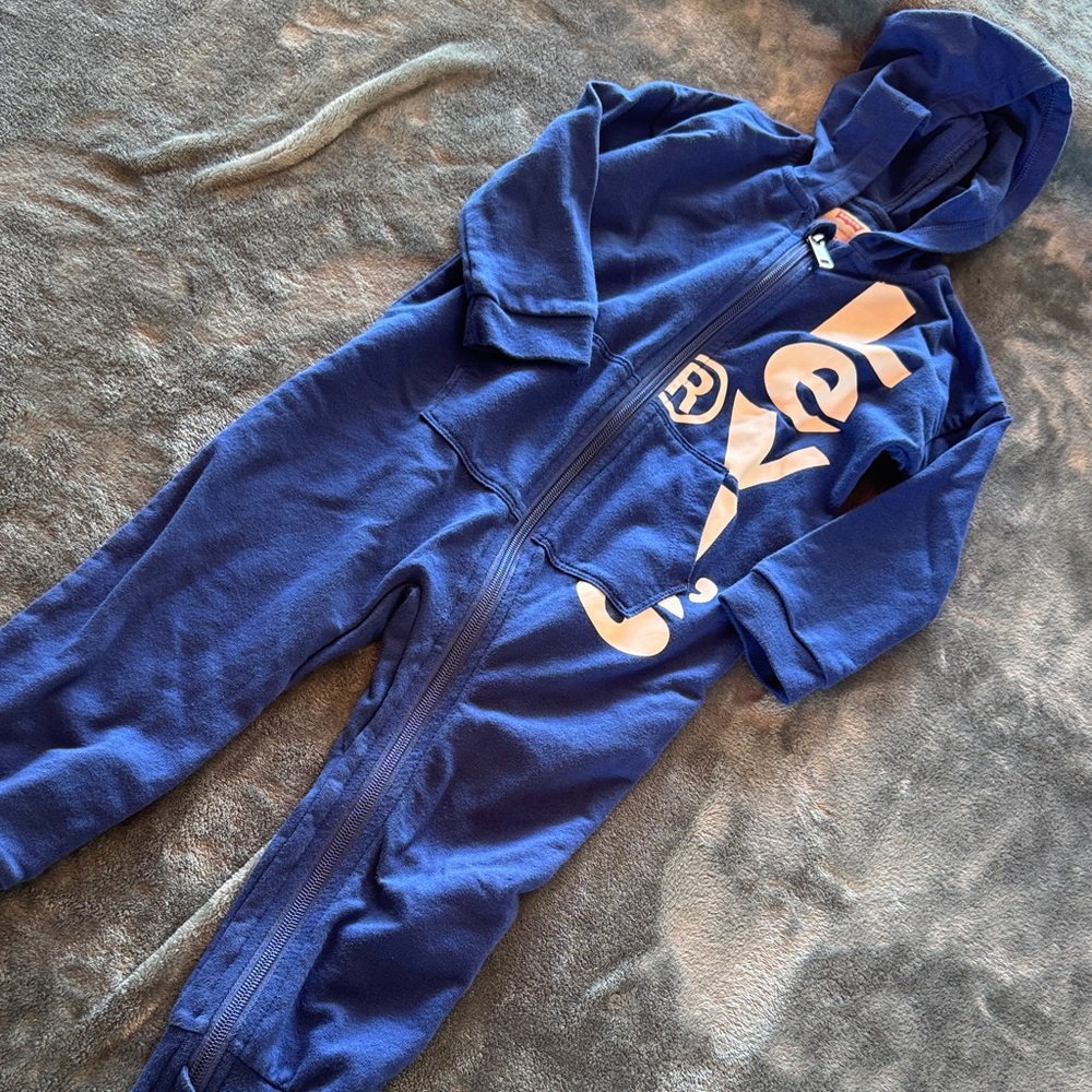 Levi's Royal Blue Infant Hooded Zip Romper with Logo